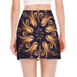 Light Fractal Print Side Slit Mini Skirt