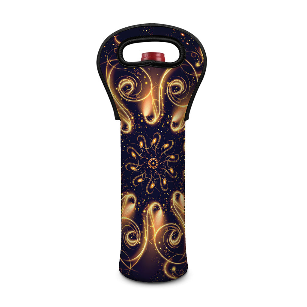 Light Fractal Print Single Neoprene Wine Tote