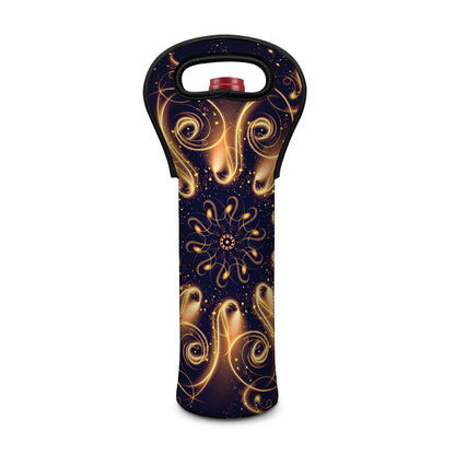 Light Fractal Print Single Neoprene Wine Tote