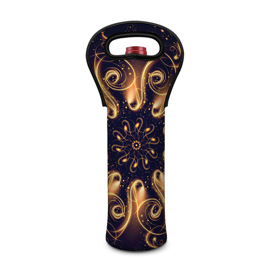 Light Fractal Print Single Neoprene Wine Tote
