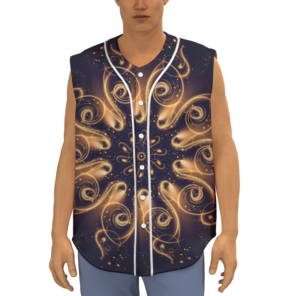 Light Fractal Print Sleeveless Baseball Jersey