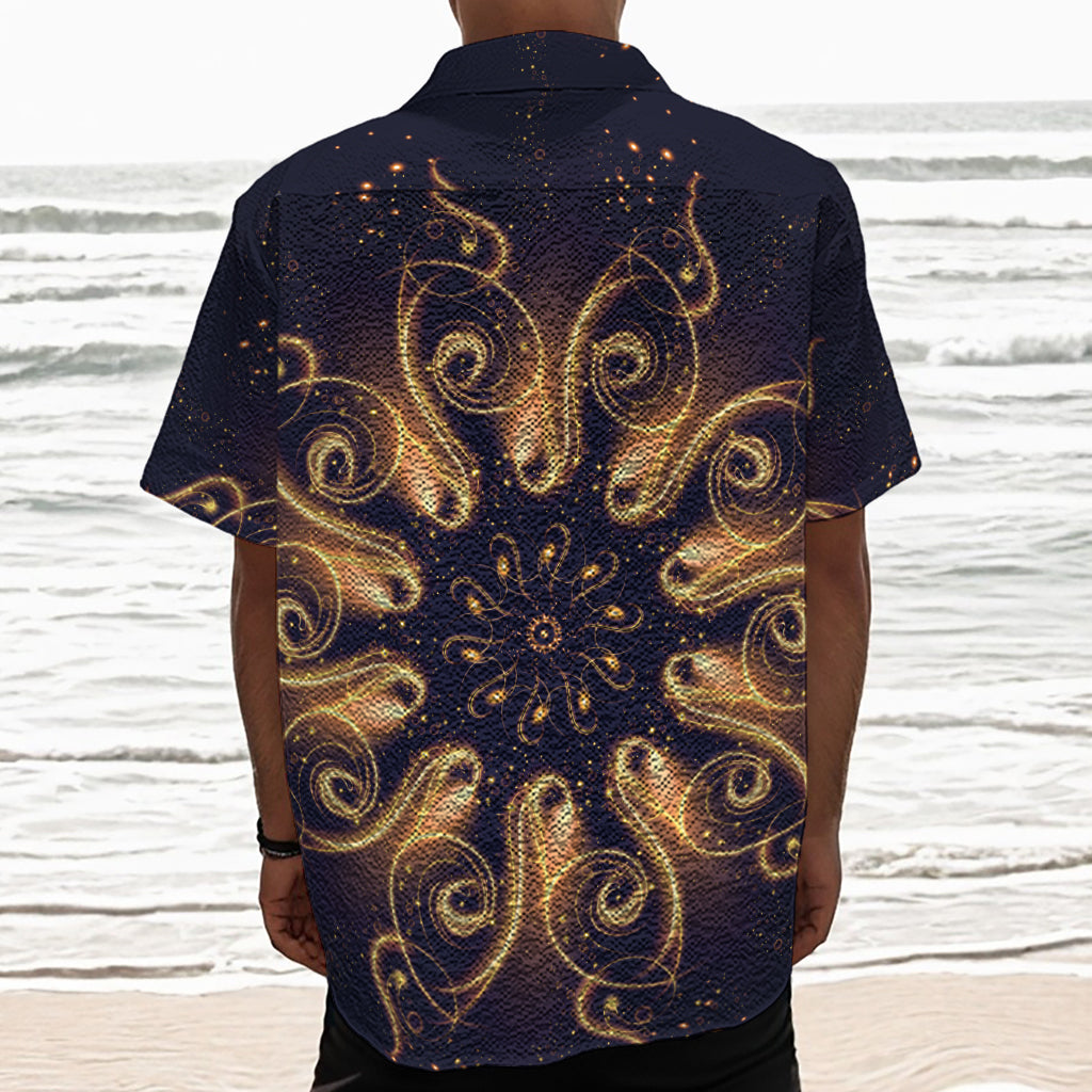 Light Fractal Print Textured Short Sleeve Shirt