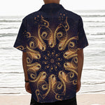 Light Fractal Print Textured Short Sleeve Shirt
