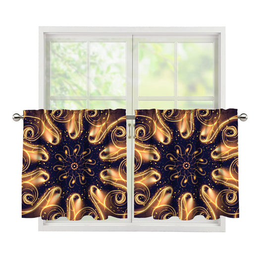 Light Fractal Print Tier Curtains