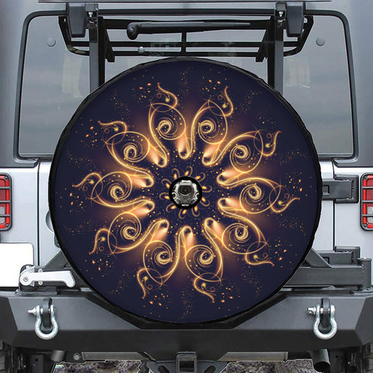 Light Fractal Print Tire Cover With Camera Hole
