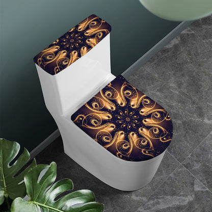 Light Fractal Print Toilet Lid And Tank Cover Set