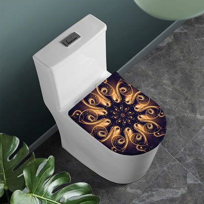 Light Fractal Print Toilet Lid Cover