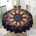 Light Fractal Print Waterproof Round Tablecloth