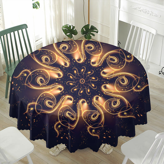Light Fractal Print Waterproof Round Tablecloth
