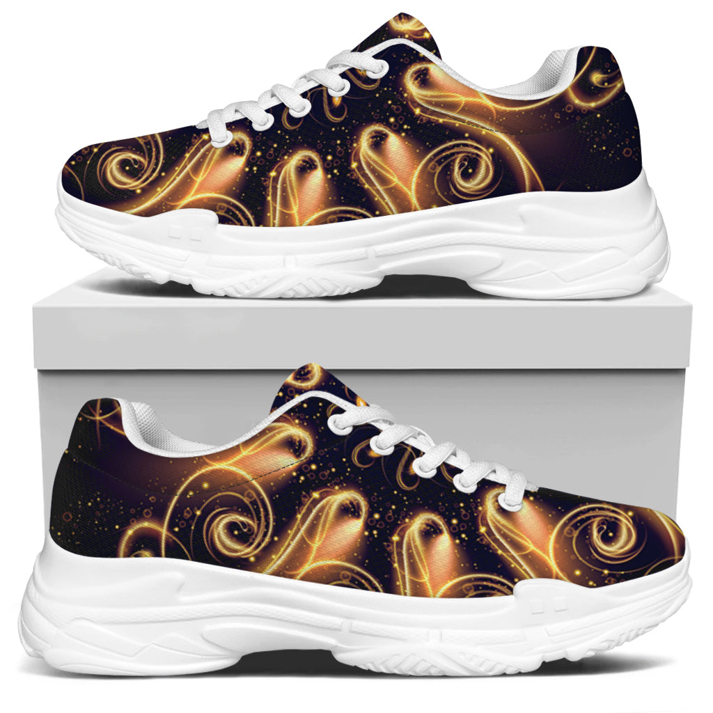 Light Fractal Print White Chunky Shoes