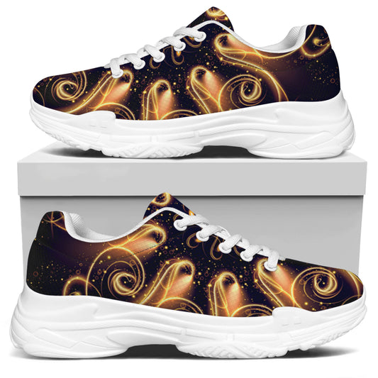 Light Fractal Print White Chunky Shoes