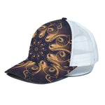 Light Fractal Print White Mesh Trucker Cap