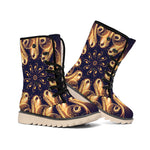 Light Fractal Print Winter Boots
