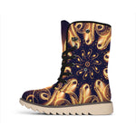 Light Fractal Print Winter Boots