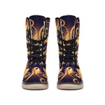 Light Fractal Print Winter Boots