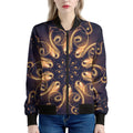 Light Fractal Print Women's Bomber Jacket