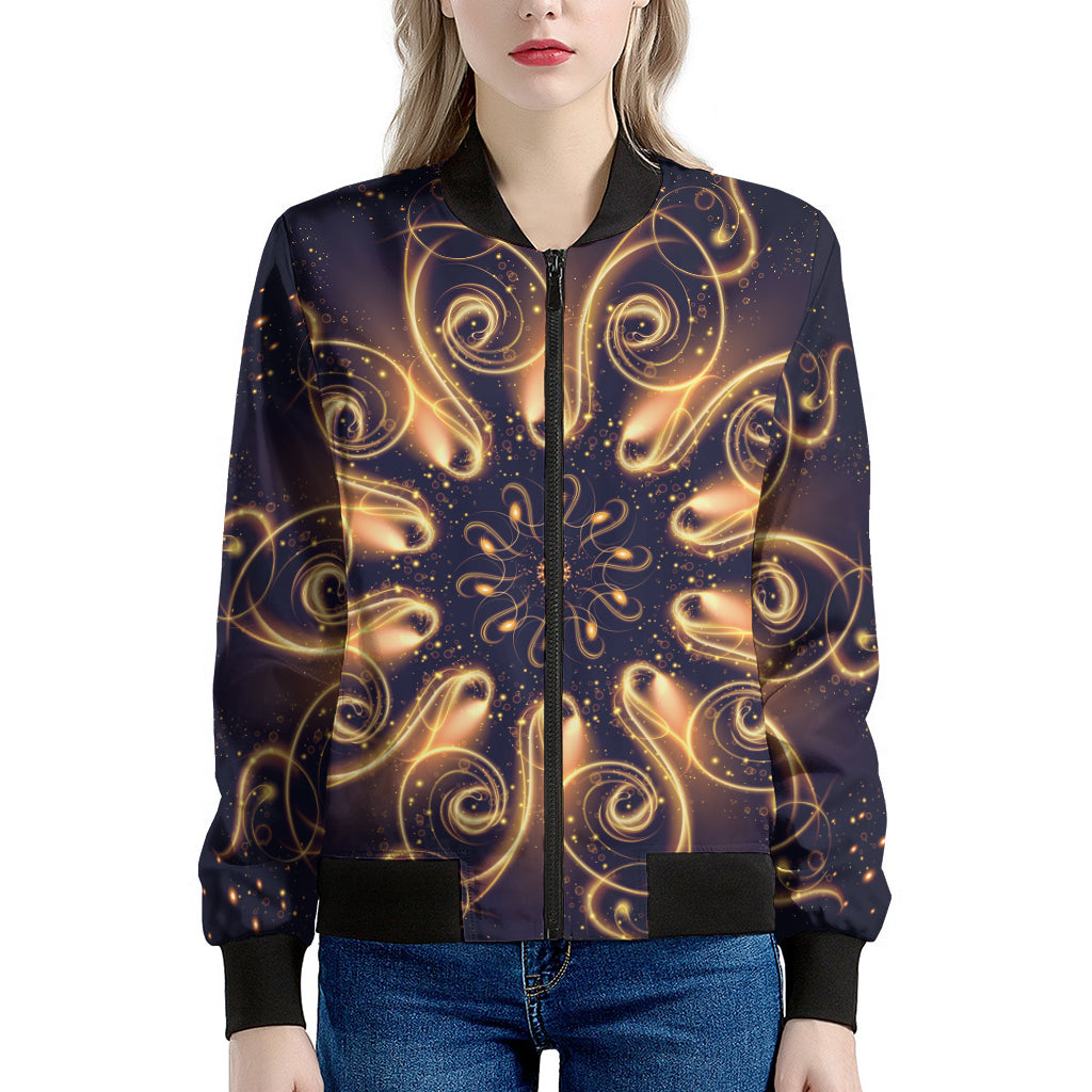 Light Fractal Print Women's Bomber Jacket
