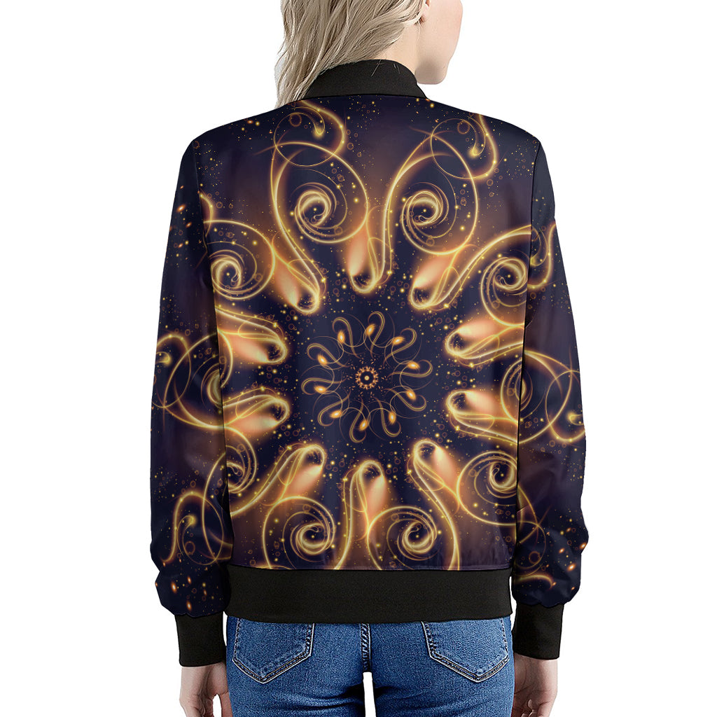 Light Fractal Print Women's Bomber Jacket
