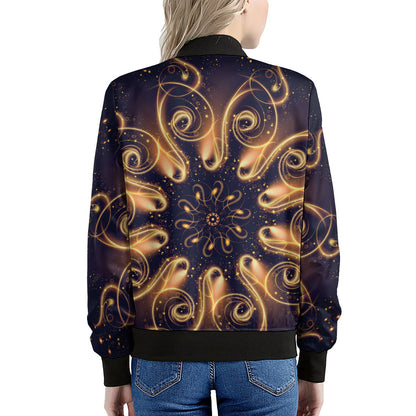 Light Fractal Print Women's Bomber Jacket