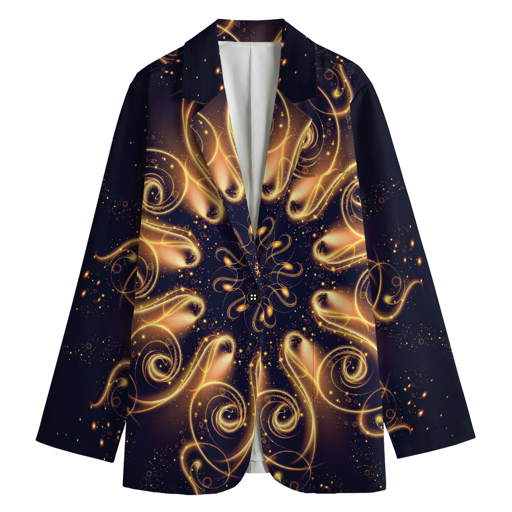 Light Fractal Print Women's Cotton Blazer