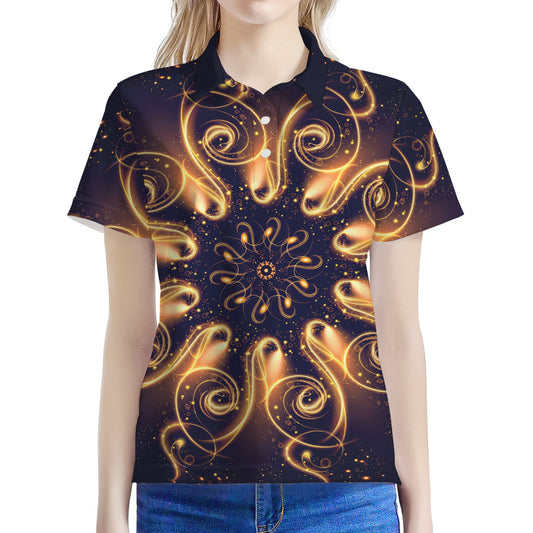 Light Fractal Print Women's Polo Shirt