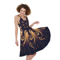 Light Fractal Print Sleeveless Knee Length Dress