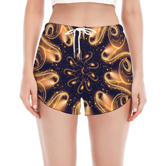 Light Fractal Print Women's Split Running Shorts