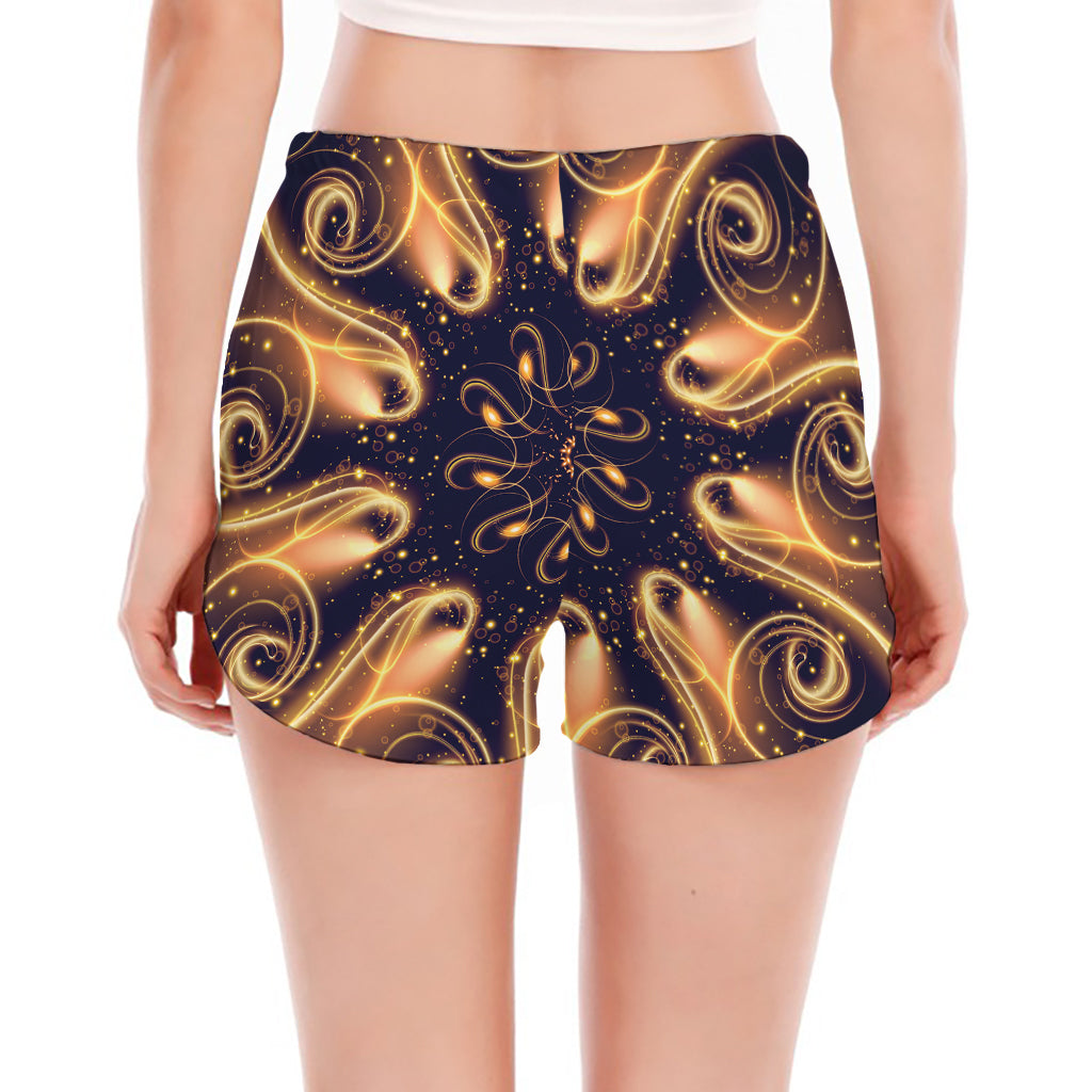 Light Fractal Print Women's Split Running Shorts