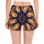Light Fractal Print Women's Split Running Shorts