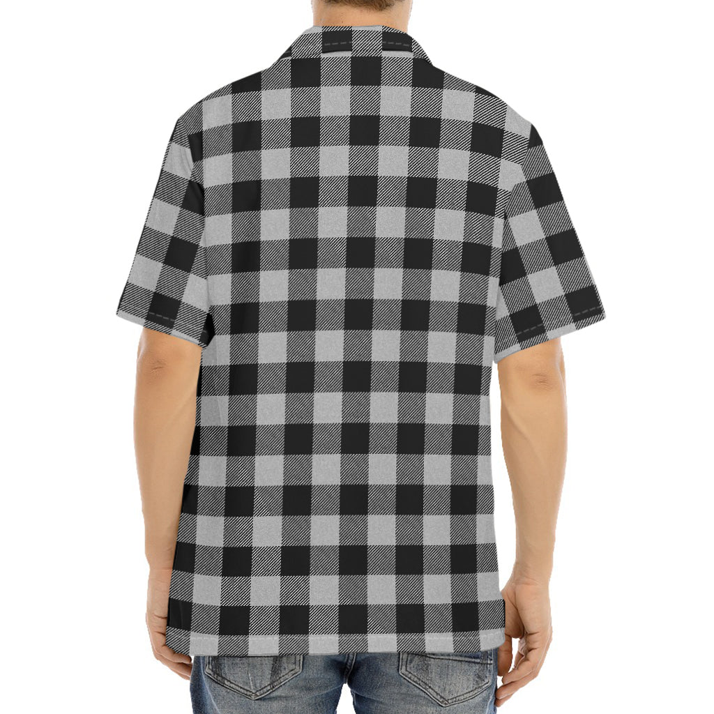 Light Grey And Black Buffalo Check Print Aloha Shirt