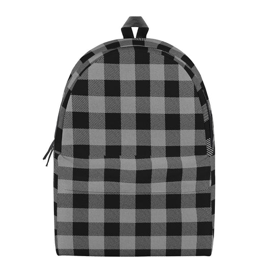 Light Grey And Black Buffalo Check Print Backpack