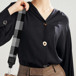 Light Grey And Black Buffalo Check Print Bag Strap