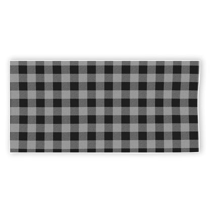 Light Grey And Black Buffalo Check Print Beach Towel