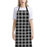 Light Grey And Black Buffalo Check Print Bib Apron With Pocket