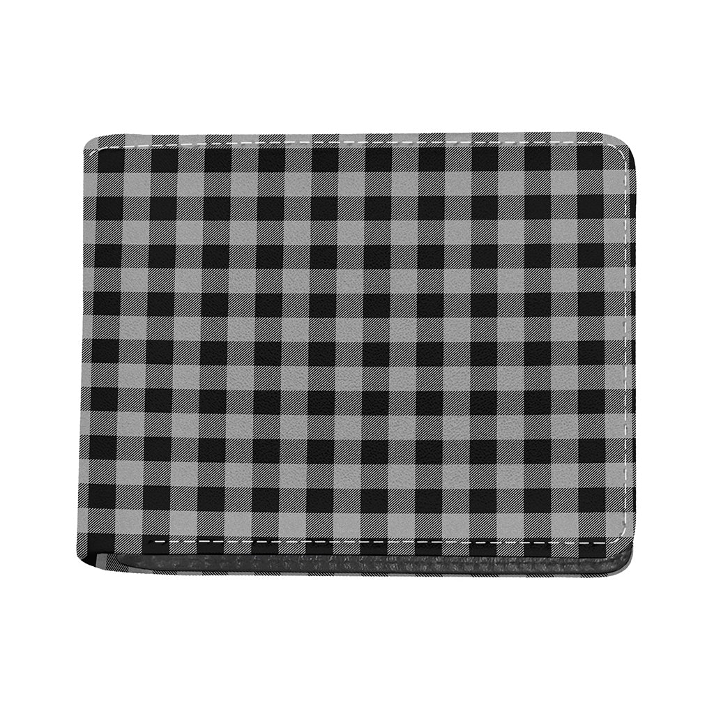 Light Grey And Black Buffalo Check Print Bifold Wallet