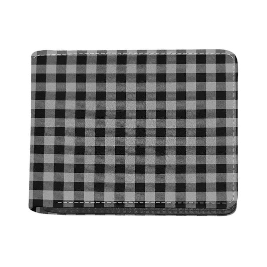 Light Grey And Black Buffalo Check Print Bifold Wallet