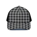 Light Grey And Black Buffalo Check Print Black Mesh Trucker Hat