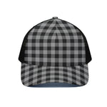 Light Grey And Black Buffalo Check Print Black Mesh Trucker Cap