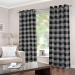 Light Grey And Black Buffalo Check Print Blackout Grommet Curtains