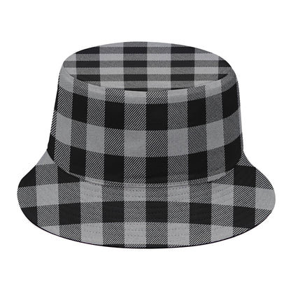 Light Grey And Black Buffalo Check Print Bucket Hat