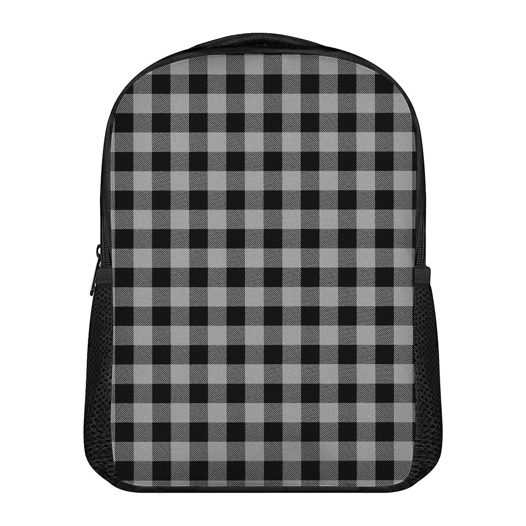 Light Grey And Black Buffalo Check Print Casual Backpack
