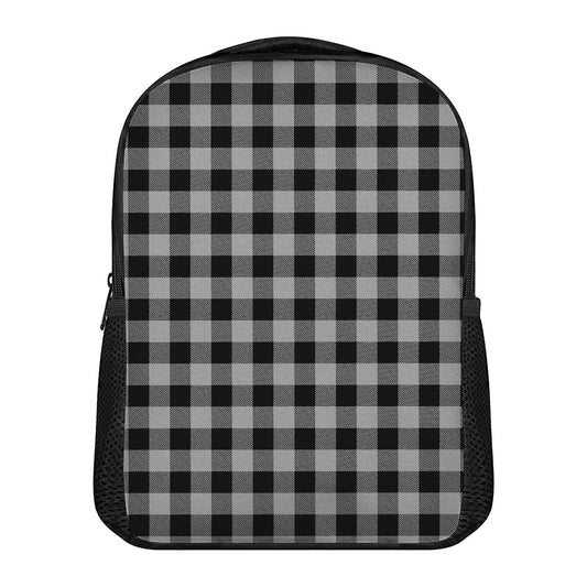 Light Grey And Black Buffalo Check Print Casual Backpack