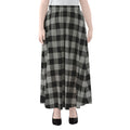 Light Grey And Black Buffalo Check Print Chiffon Maxi Skirt