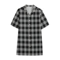 Light Grey And Black Buffalo Check Print Cotton Hawaiian Shirt