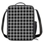 Light Grey And Black Buffalo Check Print Crossbody Lunch Bag