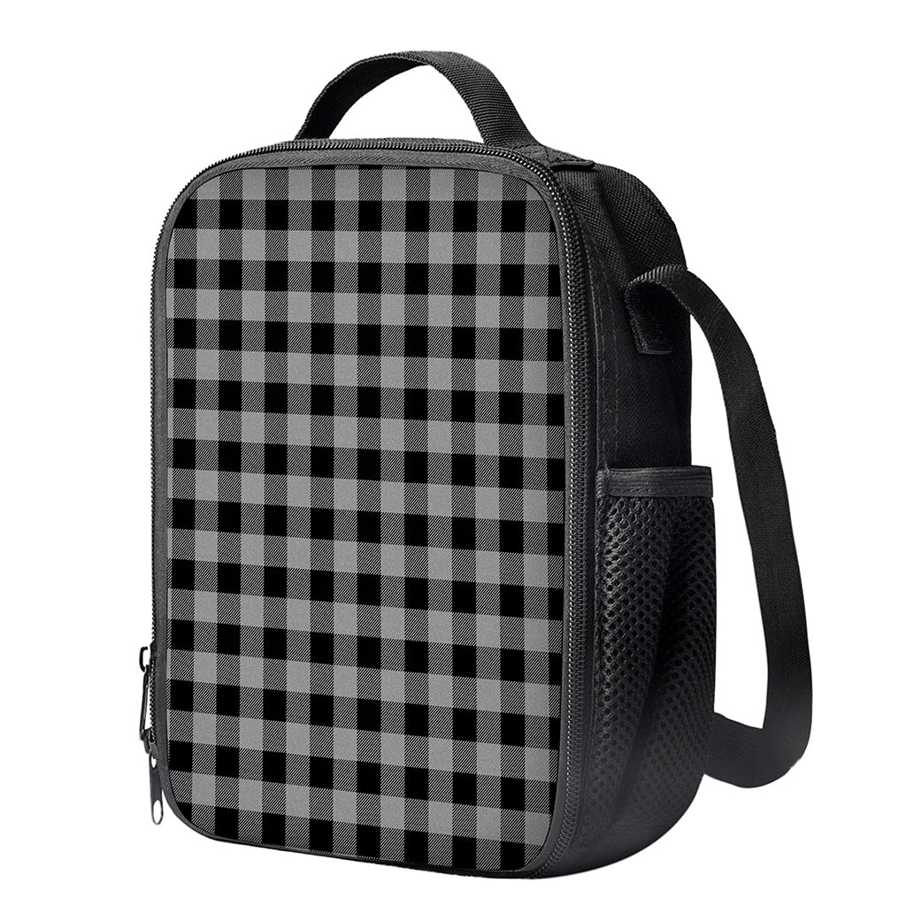 Light Grey And Black Buffalo Check Print Crossbody Lunch Bag