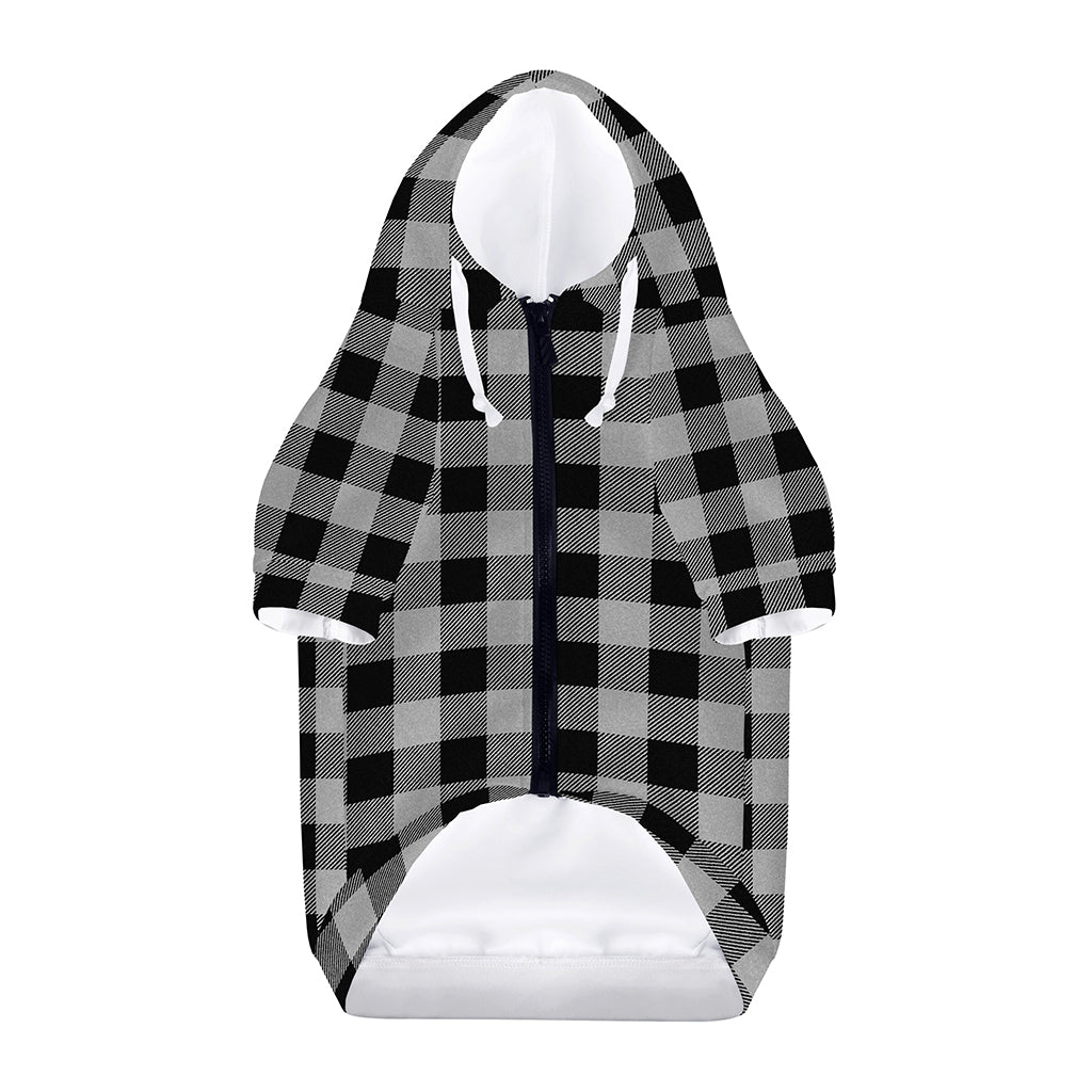 Light Grey And Black Buffalo Check Print Dog Zip Up Hoodie