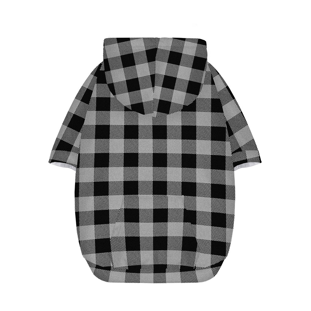 Light Grey And Black Buffalo Check Print Dog Zip Up Hoodie