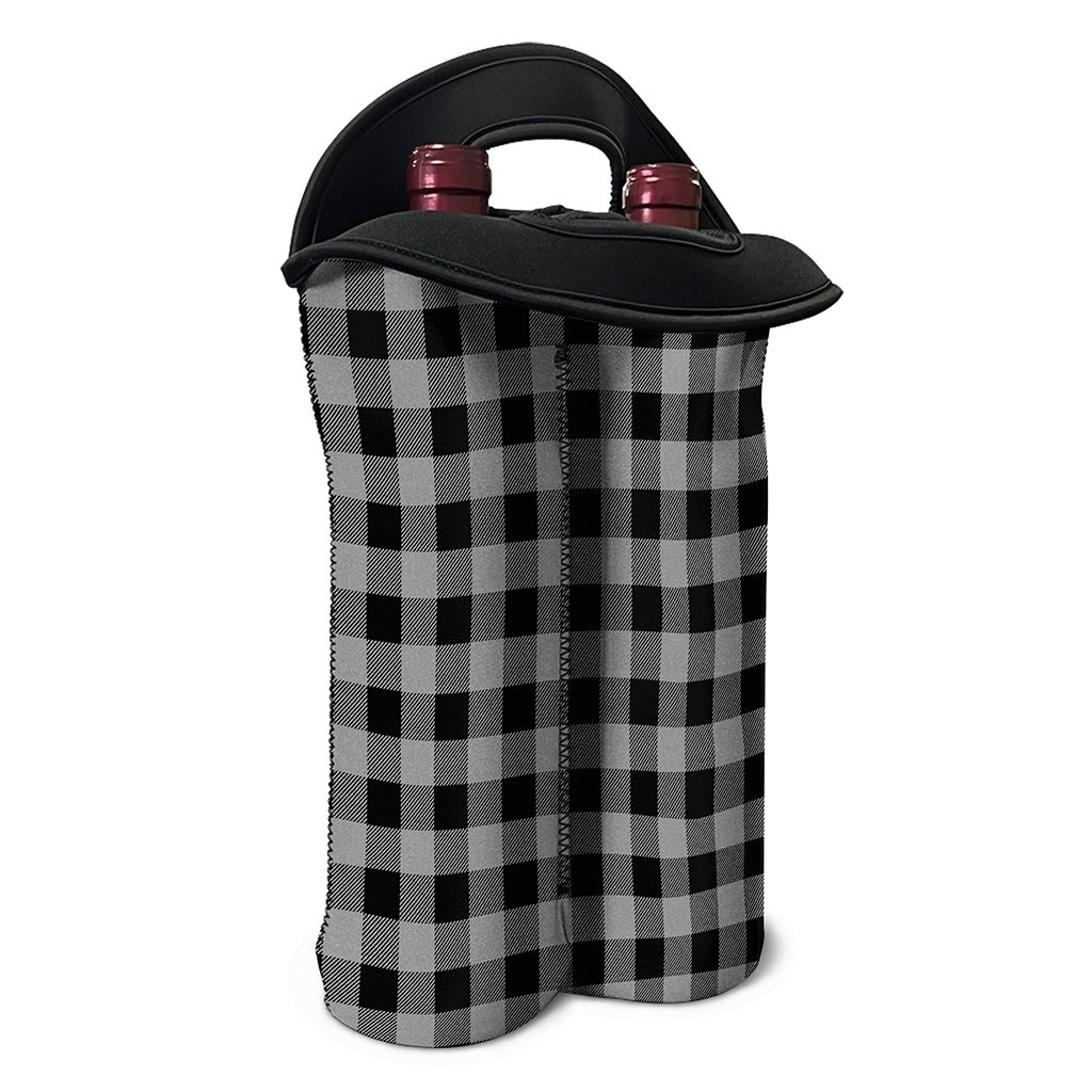 Light Grey And Black Buffalo Check Print Double Neoprene Wine Tote
