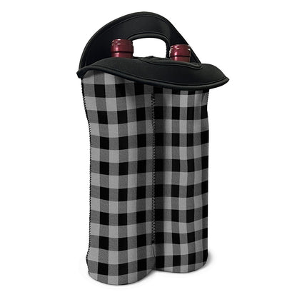 Light Grey And Black Buffalo Check Print Double Neoprene Wine Tote